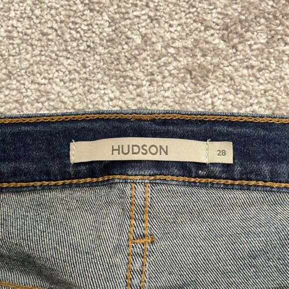 Hudson Nico Straight Denim Jeans Women 28 Blue Ankle Slit Stretch Mid Rise 31x28 - Picture 6 of 13
